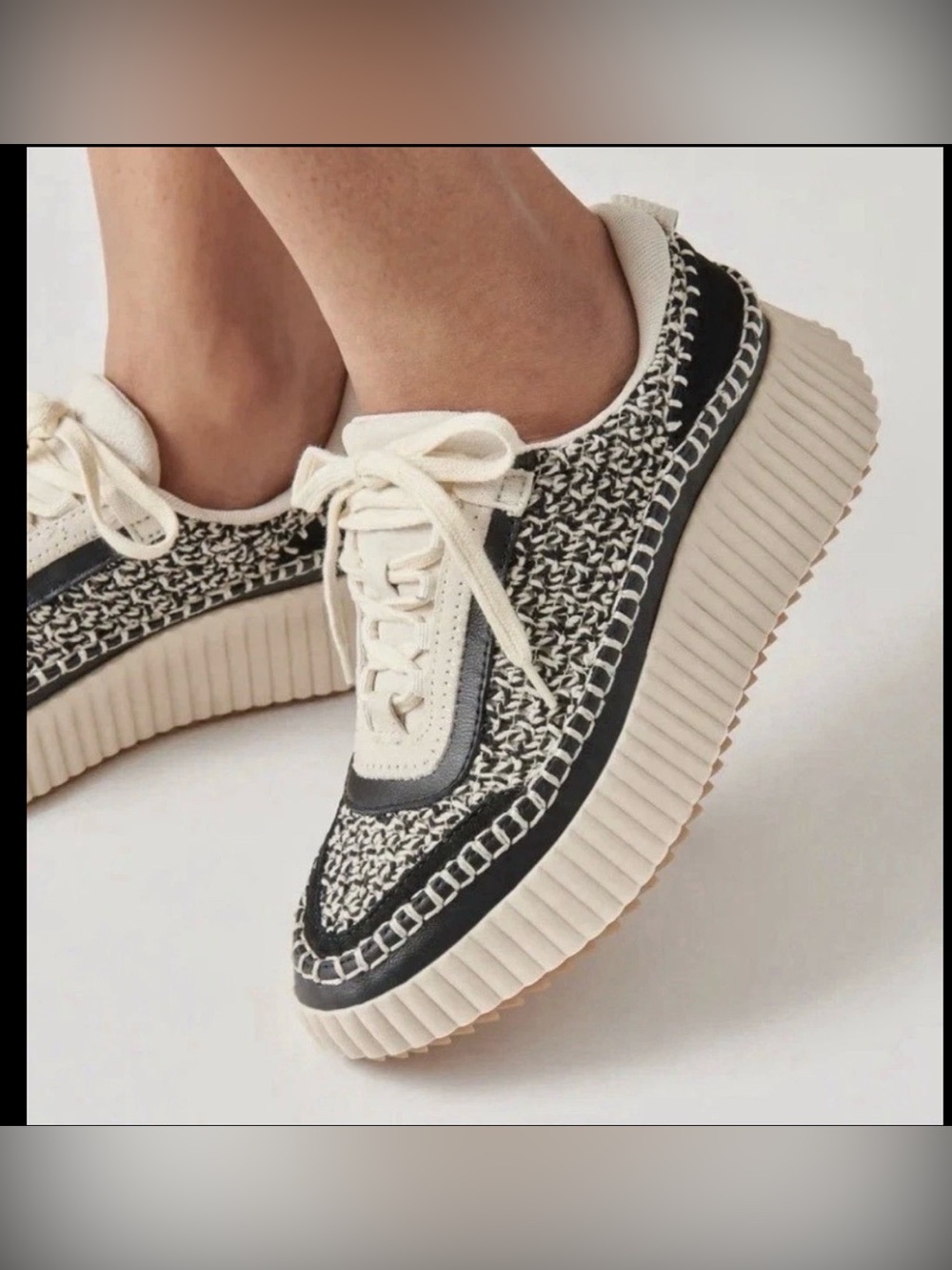 Dolce Vita Dolen Leather & Crocheted Platform Sneakers Tennis Shoes Women’s 9.5